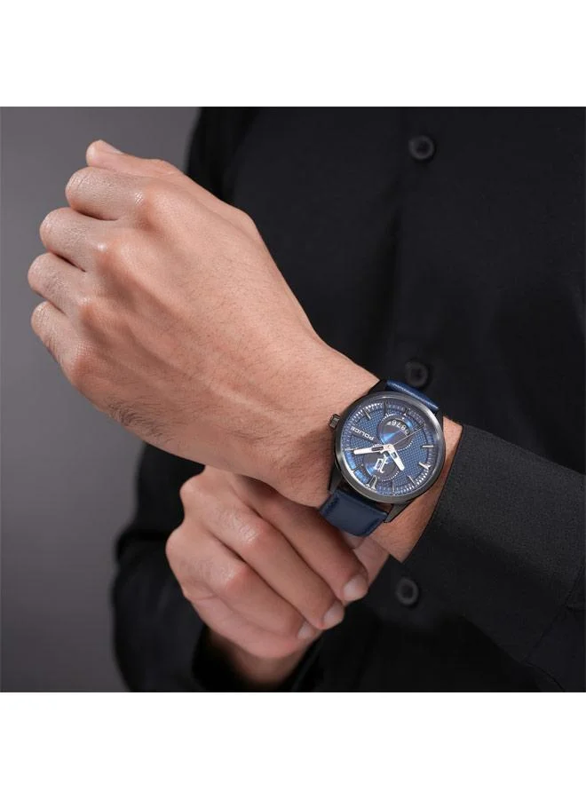 Police blue Men's Styleshift Blue Dial Genuine Leather Strap Analog Watch for Men, 43mm for Men | Best Price UAE